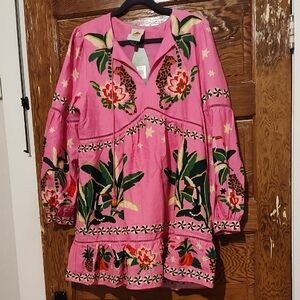 FARM Rio Pink Floral Long Sleeve Dress